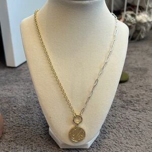 Allie + Bess Gold and Silver “Love” Pendant Necklace